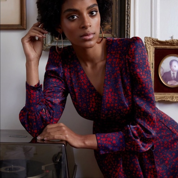 FiveSeventyFive - Floral Satin Wrap Dress - Picture 3 of 9